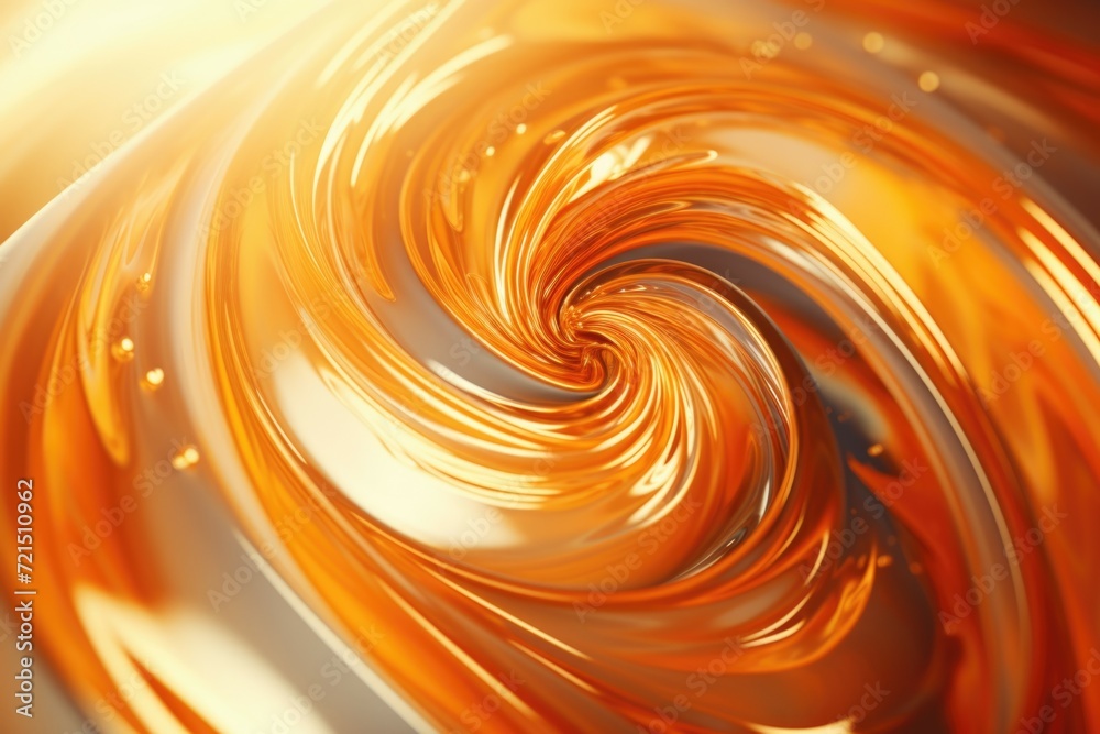 Poster abstract image of a swirl of orange and white paint on a black background. can be used for artistic 