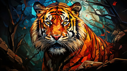 Tiger in Geometric Jungle - 721510989