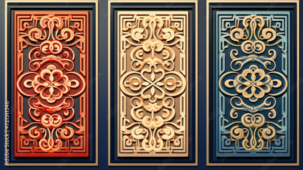 Poster A collection of four decorative panels in different colors. Perfect for adding a pop of color and style to any space