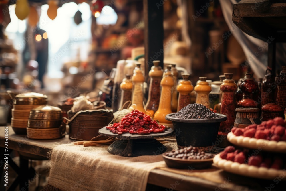 Aufkleber A variety of different types of food displayed on a table. Ideal for food-related projects and presentations