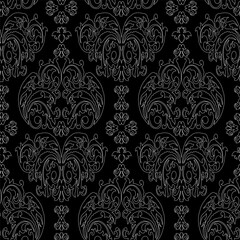 Vector damask vintage baroque ornament. Retro pattern antique style. Seamless floral pattern. Royal wallpaper. Gothic background. Vector black and white ornament