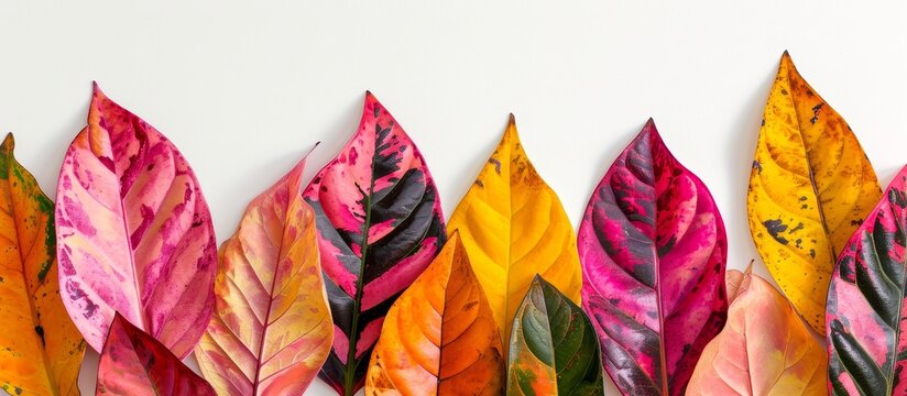 Vibrant Colorful Crot Leaves on a White Background - Bursting with Colorful Crot Leaves on a Clean White Background for a Striking Visual Impact