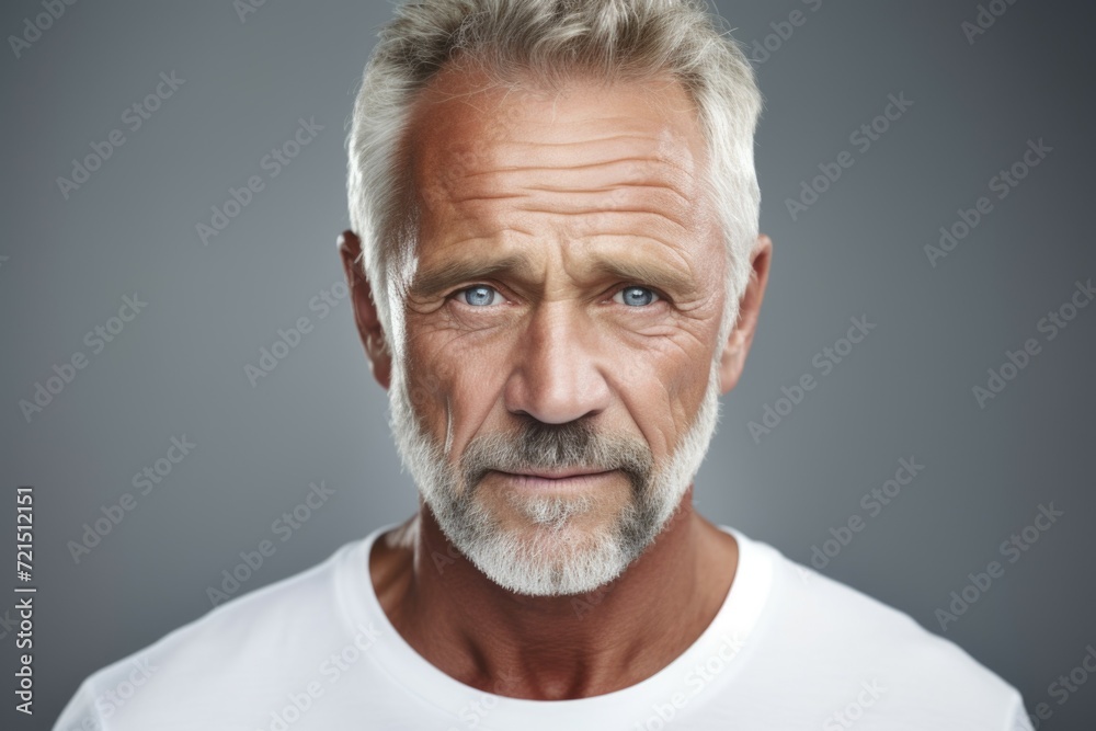 Poster a close-up view of a person wearing a white shirt. this image can be used in various contexts