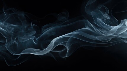 Close-up image of smoke on a black background. Perfect for adding a mysterious or dramatic touch to design projects