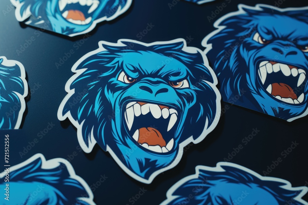 Poster a collection of stickers featuring a blue bear. great for adding a touch of cuteness and playfulness