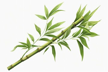 A drawing of a bamboo plant with vibrant green leaves. Suitable for various nature-themed designs