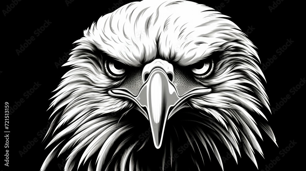 Poster black and white drawing of an eagle's head. suitable for various design projects