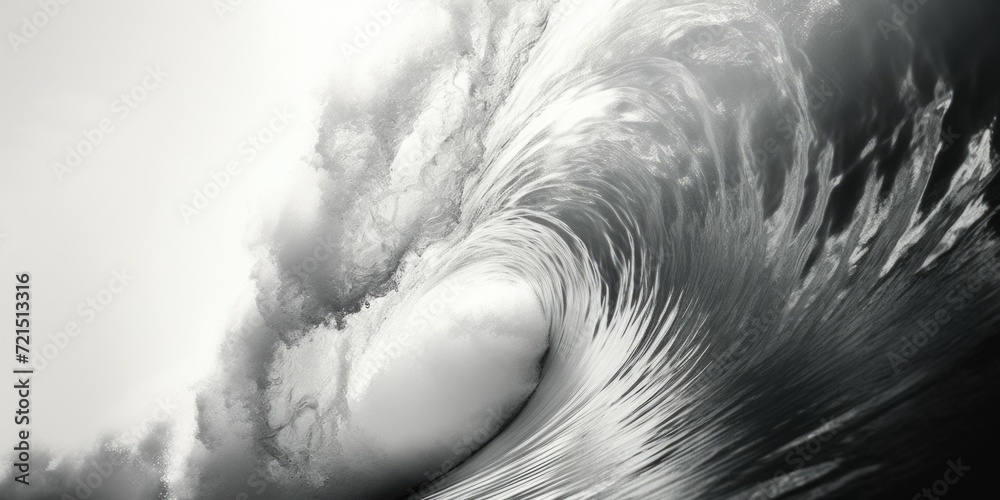 Leinwandbilder a powerful and dramatic black and white photograph capturing the intensity of a large wave. perfect 