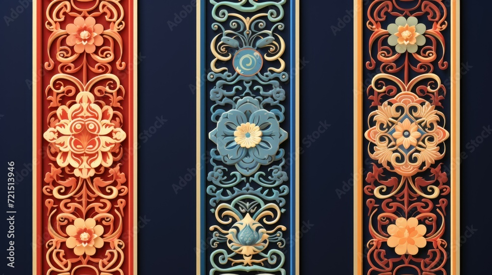 Poster a set of four decorative panels featuring beautiful flowers. perfect for adding an elegant touch to 