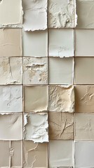 a grid of plaster swatches, light beige and cream