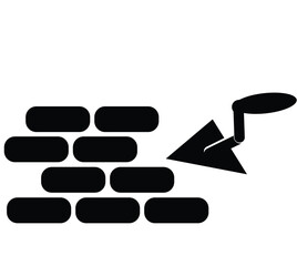 Building and renovation concept. Vector signs and editable stroke. Suitable for stores, shop, web sites, banners, books. Line icon of brick wall