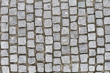 Texture of a cobble granite pavement