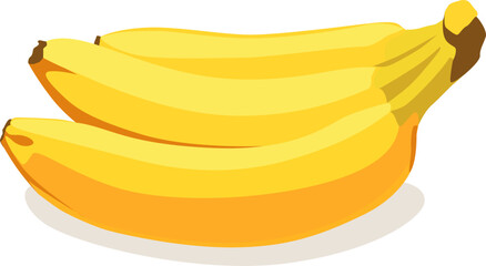 Bunch of yellow bananas. Banana isolated on white background. Vector illustration.