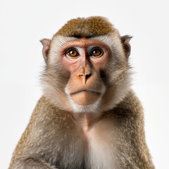 A detailed High quality, portrait image of a monkey placed on a white background.