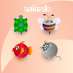 animals cartoon paint symbols shapes 