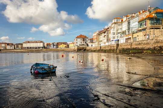 View of the port of the fishing village of Luanco in winter. Asturias, Spain