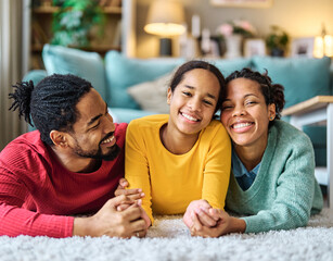 mother mom father child daughter fun family man girl teenager teen  happy together happiness black...