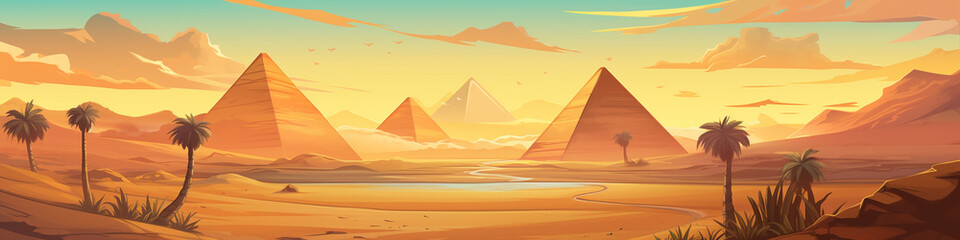 Egypt landscape in cartoon style for kids book cover background