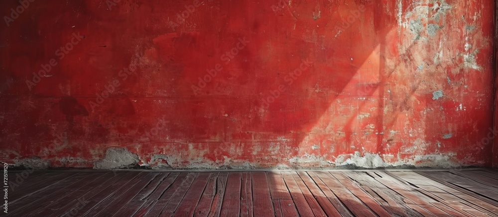 Wall mural Vintage Charm: Captivating Old Red Wall Background Exudes Timeless Beauty