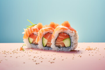 Sushi set on color background