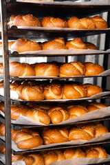 Selling of the traditional israeli bread hala on the shelves