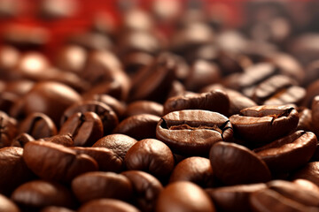 Close-up view of roasted coffee beans