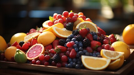 pile of fruit including oranges strawberries UHD Wallpaper