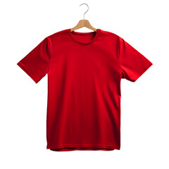 Photo of clean red t-shirt without background. Template for mockup