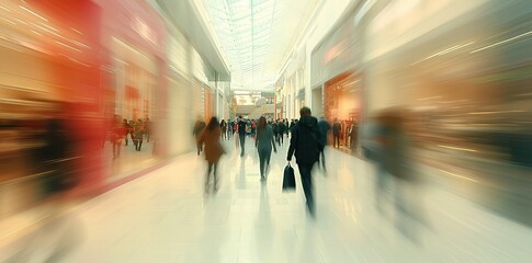 Blurred people walking in the shopping mall