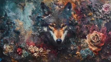 Schilderijen op glas portrait of a wolf © Manja