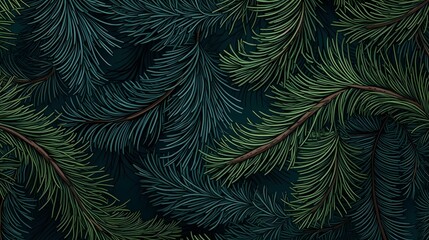 seamless background with coniferous branches pattern, coniferous, fir, 