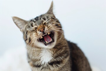 portrait of cat laughing or yawing