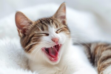 portrait of cat laughing or yawing