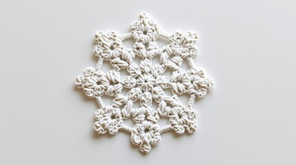 the charm of a carefully woven crochet snowflake emoji against a solid white background