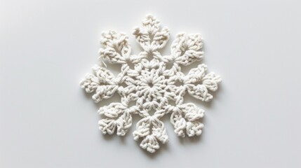 the charm of a carefully woven crochet snowflake emoji against a solid white background