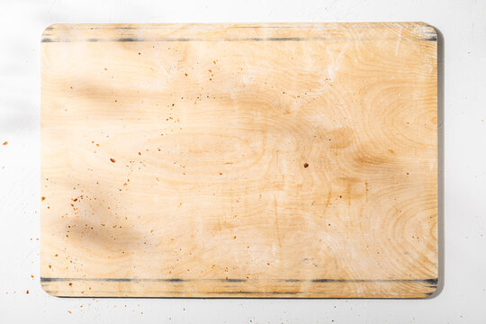 Bread baking board with crumbs