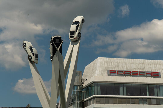 Porsche museum with Porsche Cars a luxury brand of sport cars in Germany Stuttgart