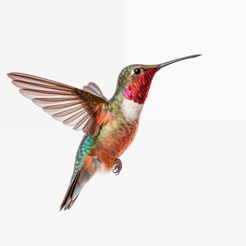 A detailed High quality portrait image of a Hummingbirds bird placed on a white background.