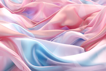 Obraz premium Beautiful flying pink and blue background with soft and flowing fabric in the middle.
