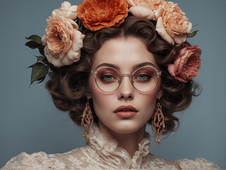 portrait of a woman with a wreath of flowers