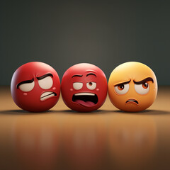 Fototapeta premium illustration of three emoticons: the first is sad, the second is smiling, the third is neutral сreated with Generative Ai