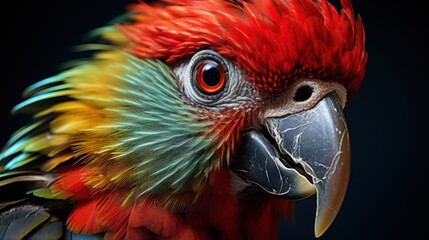 colorful parrot with a green and red feather UHD Wallpaper