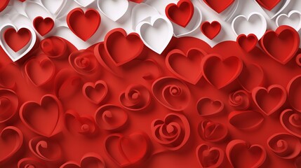 Red heart pattern background with central white circle for text placement and design composition