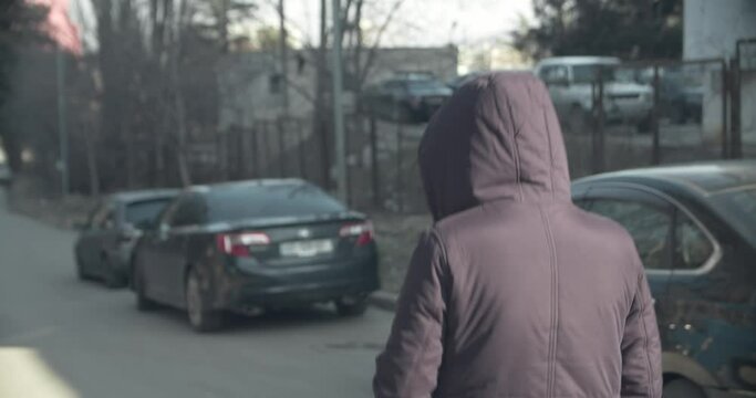 Girl walking in the cold weather