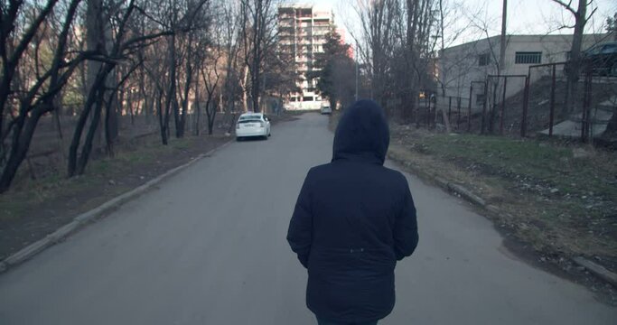 Girl walking in the cold weather