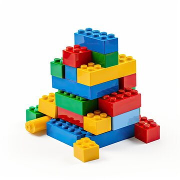 Photo of lego bricks isolated on white background