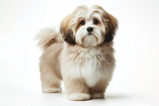 full body photo of a Havanese Dog isolated on solid white background. ai generative