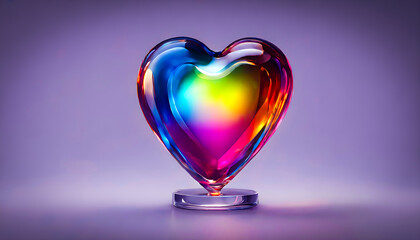 Colorful Love, Beautiful Heart Shape Glass Art, Deep emotion, binds hearts, transcends words, unites souls, Colorful shiny love background with lips and heart shapes