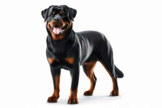 full body photo of a Rottweiler dog isolated on solid white background. ai generative