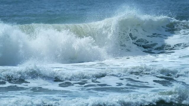 Ocean waves break in Brazilian shore